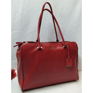 Kate Spade Red Patent Leather Double Handle Zipper Closure Satchel Shoulder Bag